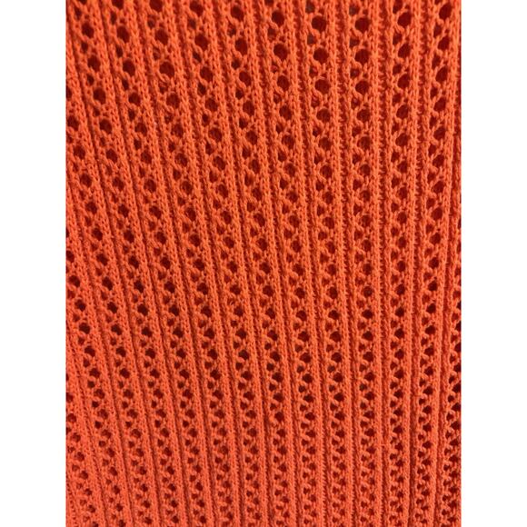 A.N.A Long-Sleeve Pointelle Open-Stitch Sweater Plus Size 3X Orange Pumpkin Fall - Picture 3 of 9